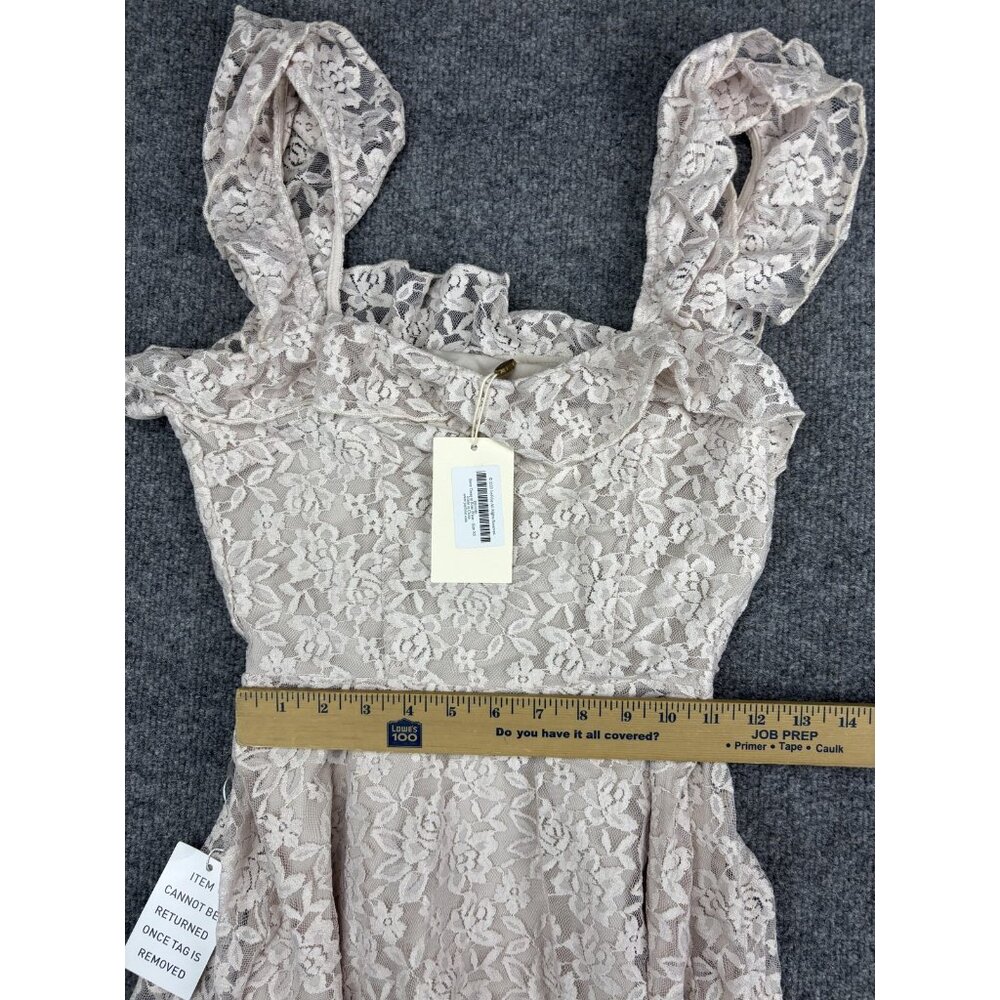 Joyfolie Dress Womens XS Blush Elowen Lace Ruffle Asymmetrical High Low Midi - Picture 5 of 10